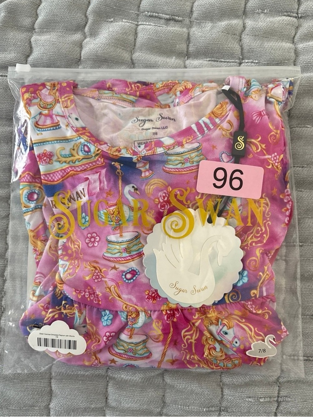 Sugar Swan Girls' Pink Carousel Print Matching Set
